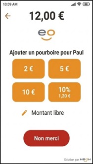 Écran de pourboire personnalisé avec le prénom du serveur