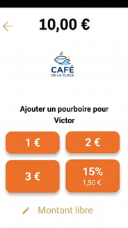Choix du montant, écran personnalisé