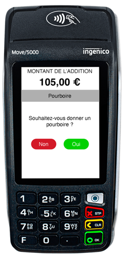 Le terminal propose un pourboire